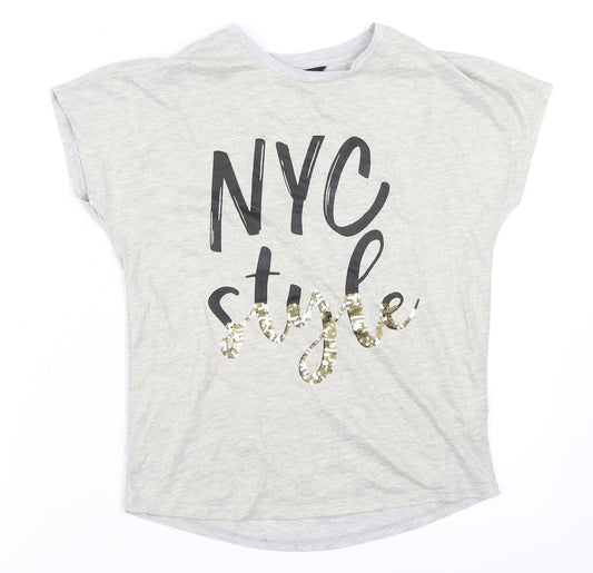 George Girls Grey   Basic T-Shirt Size 9-10 Years
