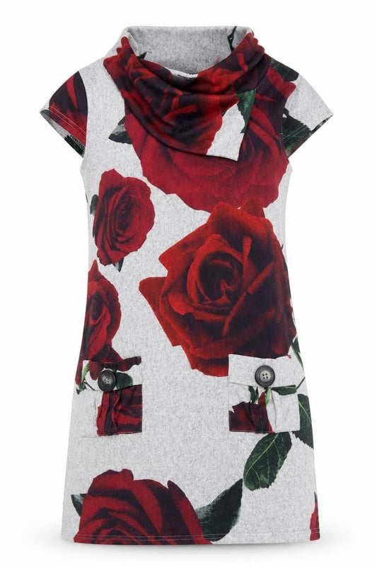 Quiz Womens Grey Floral  Pencil Dress  Size 8  - buttons on pockets front of dress