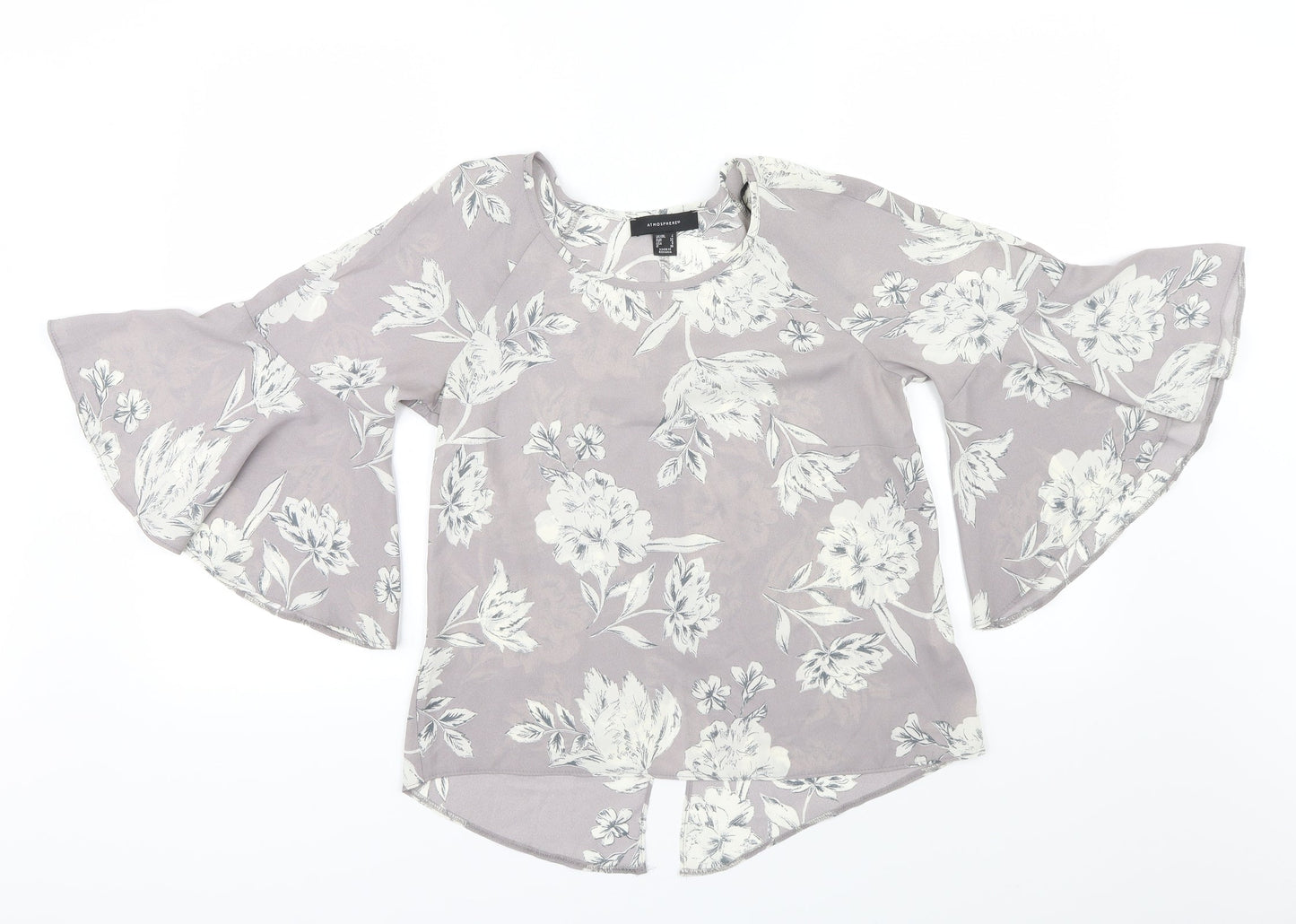Atmosphere Womens Grey Floral  Basic Blouse Size 4