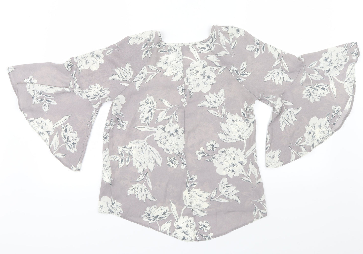 Atmosphere Womens Grey Floral  Basic Blouse Size 4