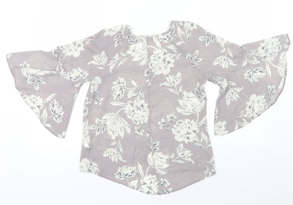 Back view of Atmosphere women’s grey floral basic blouse, size UK 4