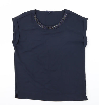 Additional front view of Preworn women’s blue basic blouse, size UK 6