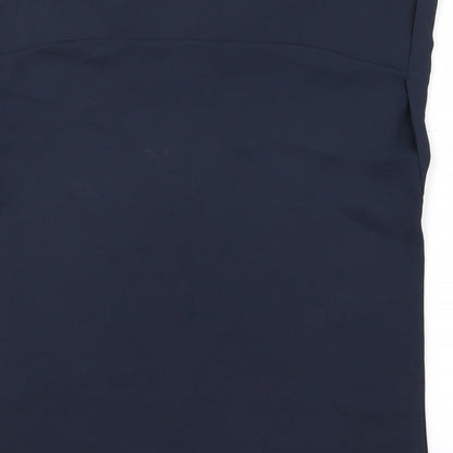 Brand and care label for Preworn women’s blue basic blouse, size UK 6