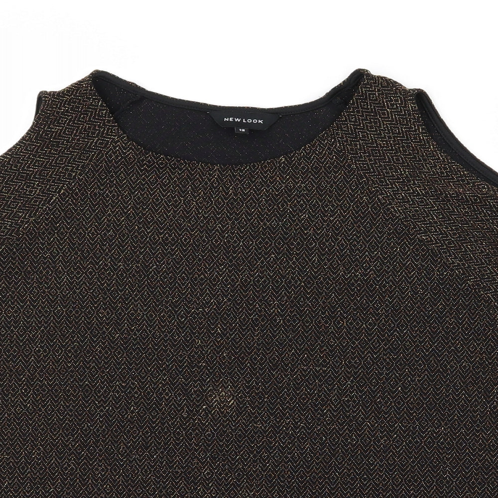 New Look Womens Gold   Basic T-Shirt Size 12  - Open Shoulders