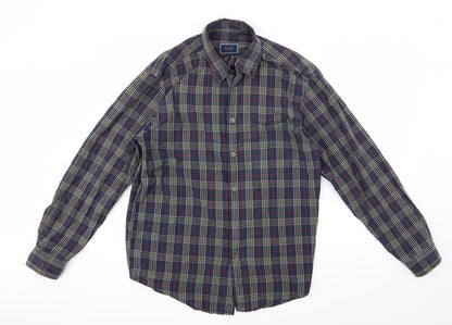 Additional front view of IZOD men’s blue check button-up, size M
