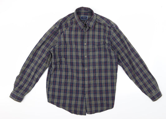 IZOD Mens Blue Check   Button-Up Size M