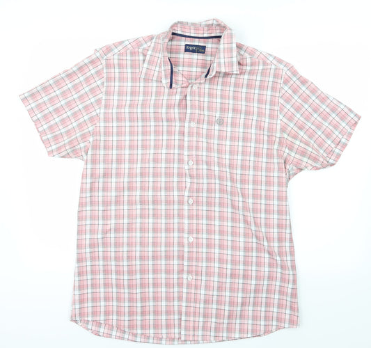 Easy Mens Pink Check   Button-Up Size M