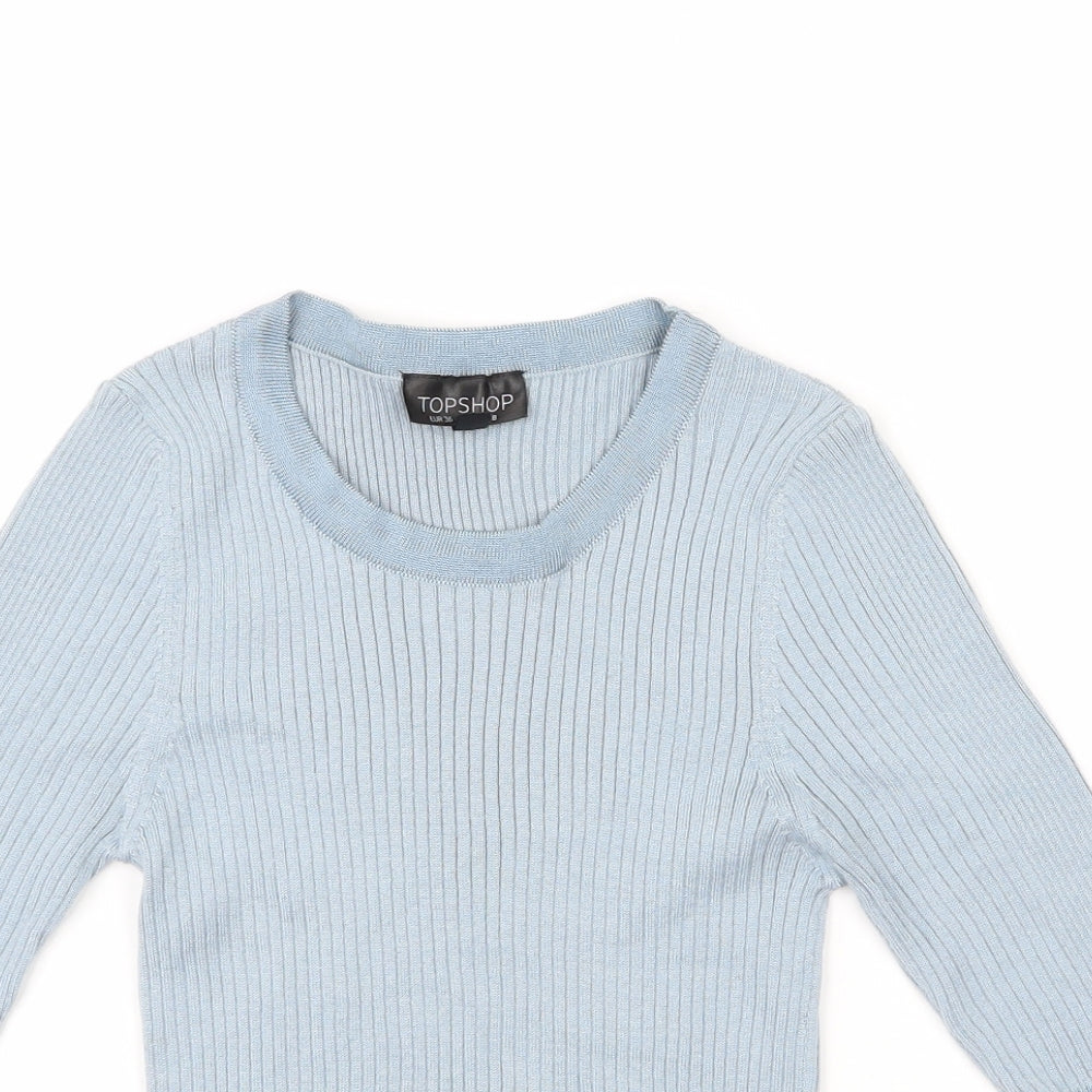 Topshop Womens Blue   Cropped T-Shirt Size 8