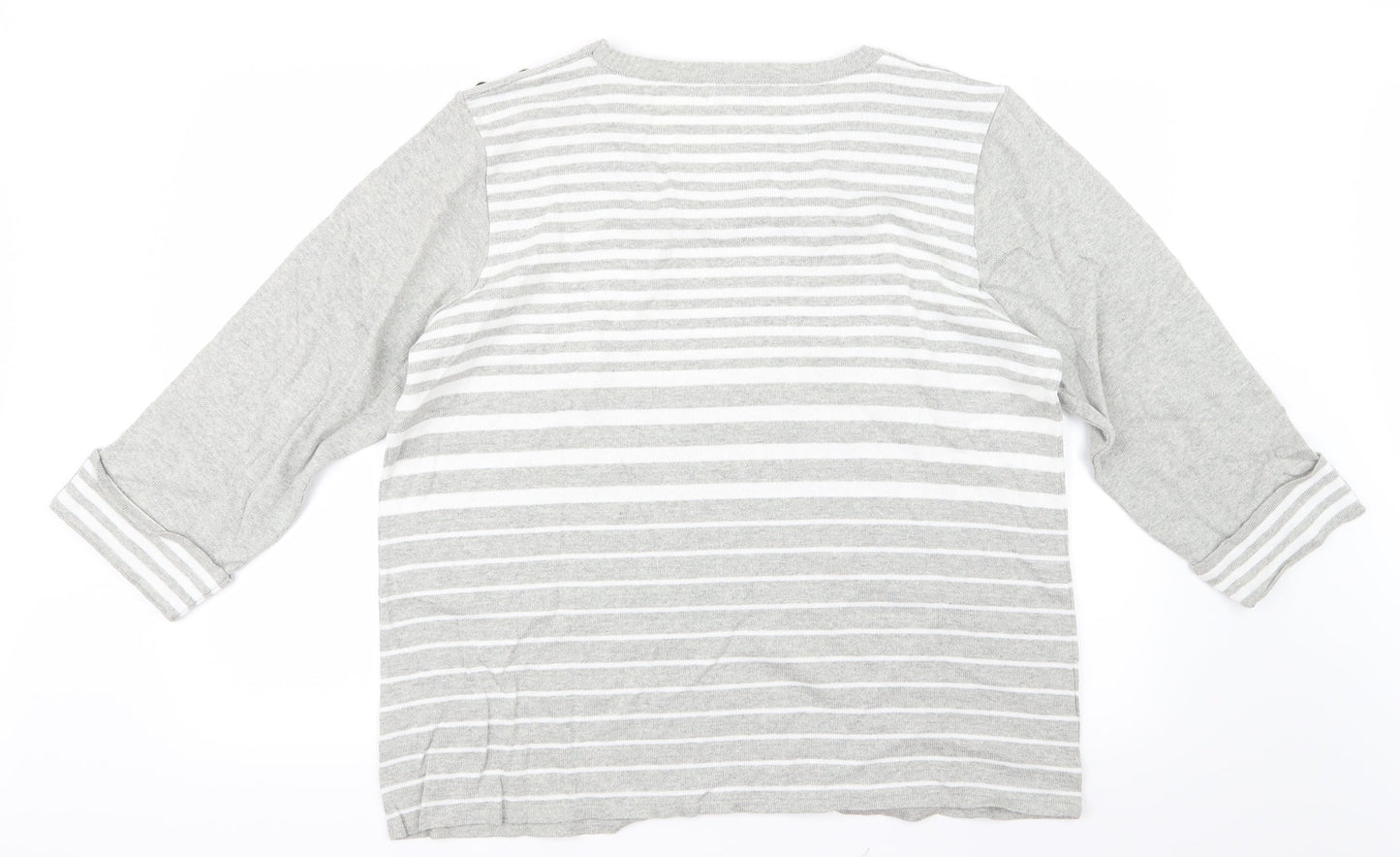 Afibel Womens Grey Striped Knit Pullover Jumper Size 24