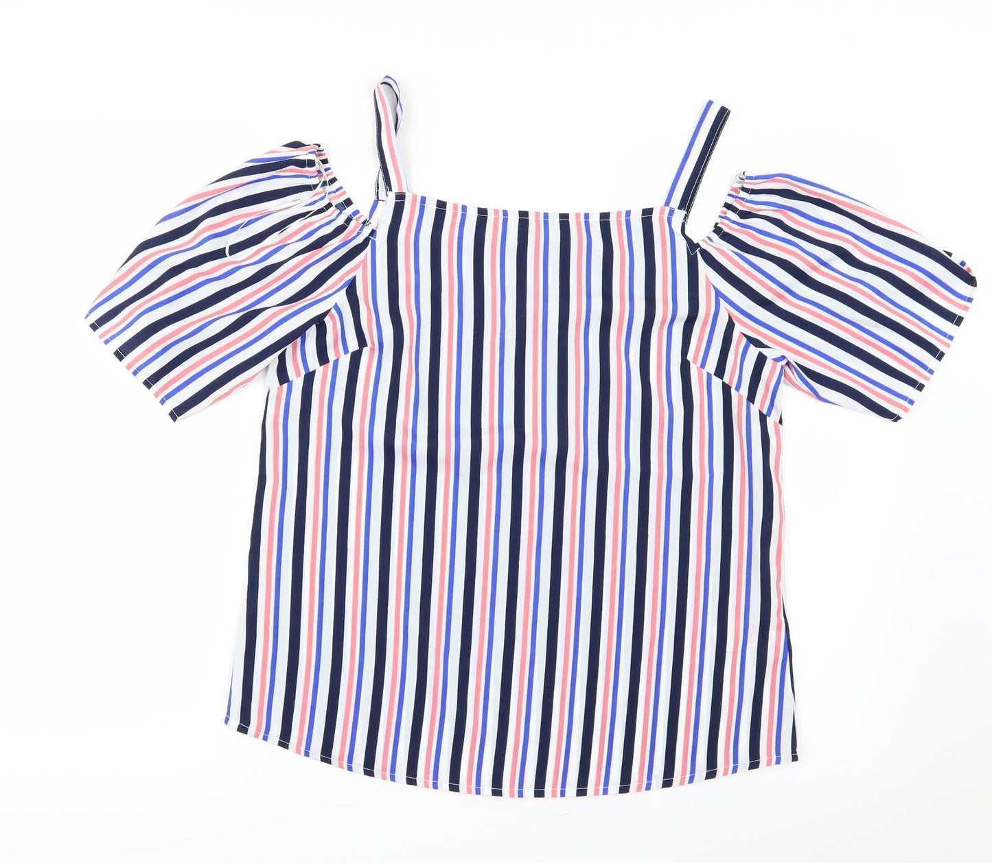 Papaya Womens Blue Striped  Basic Blouse Size 10