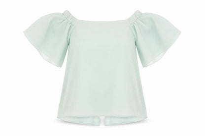 Front view of Rive Island women’s green basic blouse, size UK 10