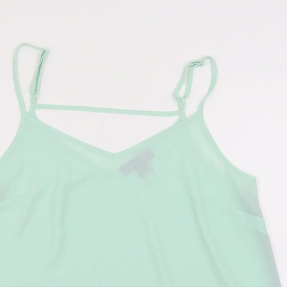 Close-up detail of Primark women’s green camisole tank, size UK 12