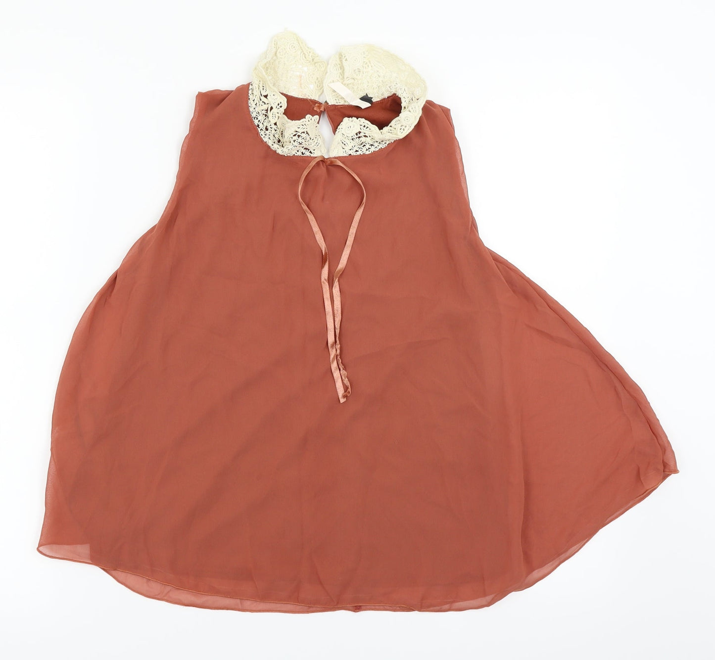 Ribbon Womens Orange   Basic Blouse Size 8