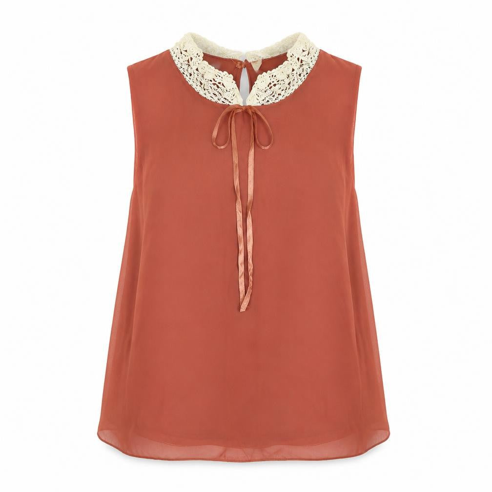 Ribbon Womens Orange   Basic Blouse Size 8