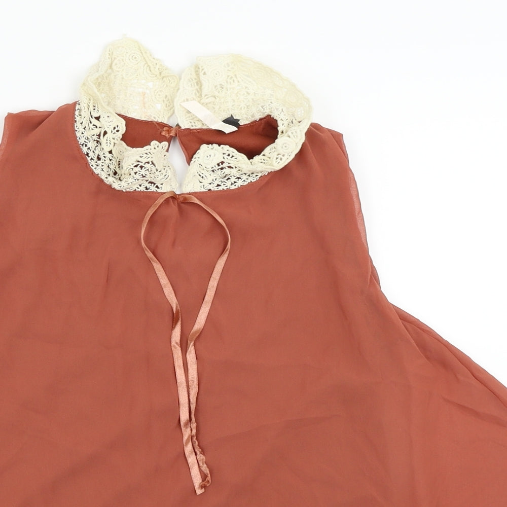 Ribbon Womens Orange   Basic Blouse Size 8