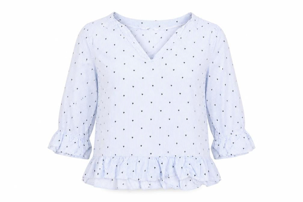 H&M Womens Blue Striped  Basic Blouse Size 10  - Love Hearts