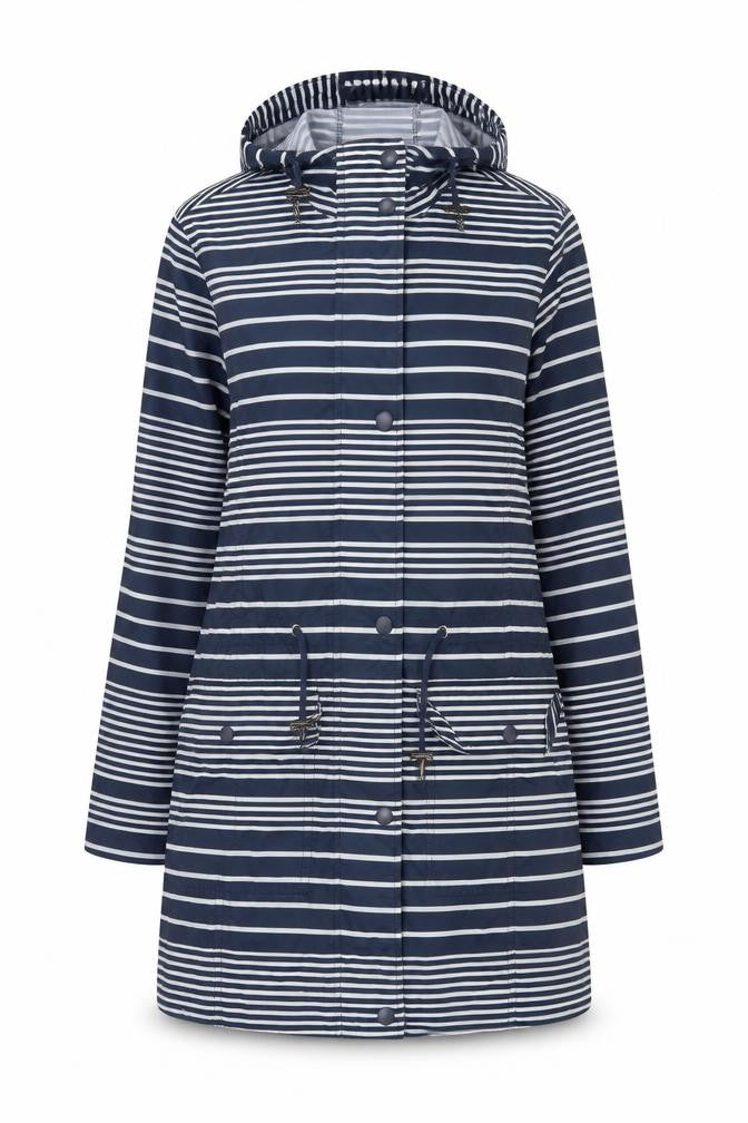 BHS Womens Blue Striped  Anorak Coat Size 10