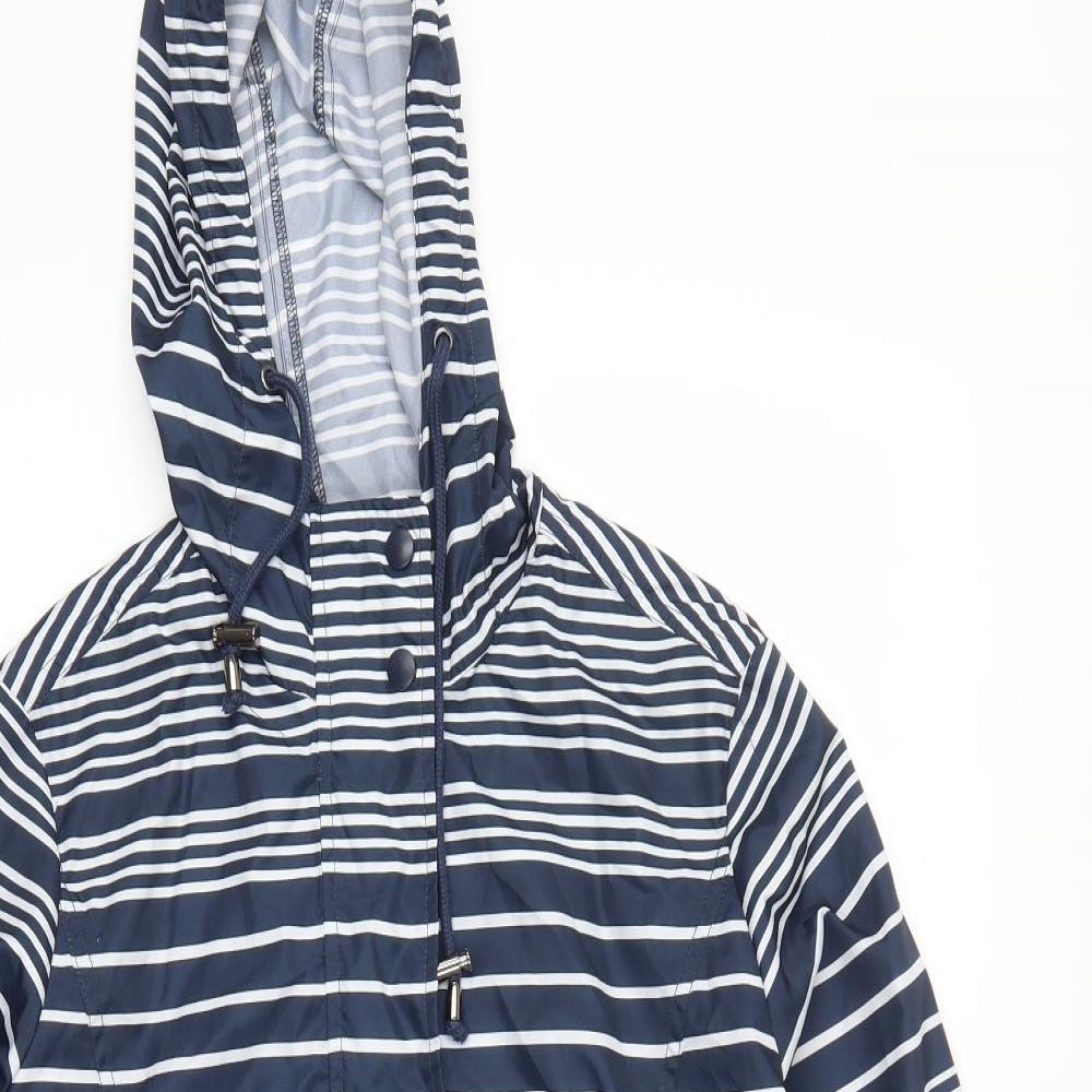 BHS Womens Blue Striped  Anorak Coat Size 10