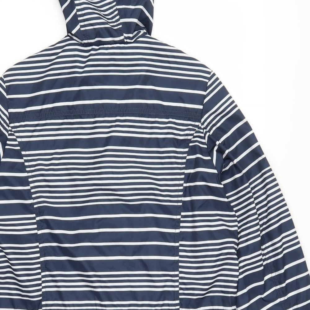 BHS Womens Blue Striped  Anorak Coat Size 10