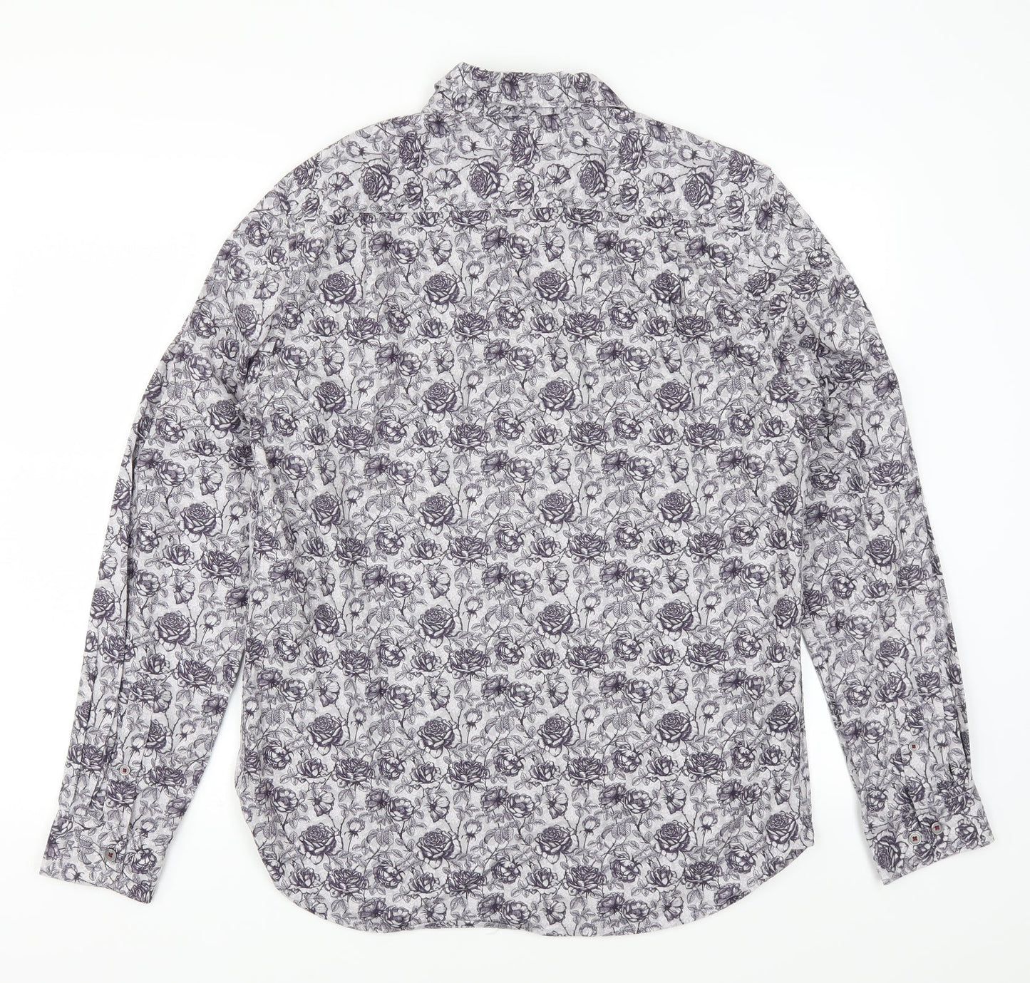 Denim & Flower Mens Purple Floral   Button-Up Size L