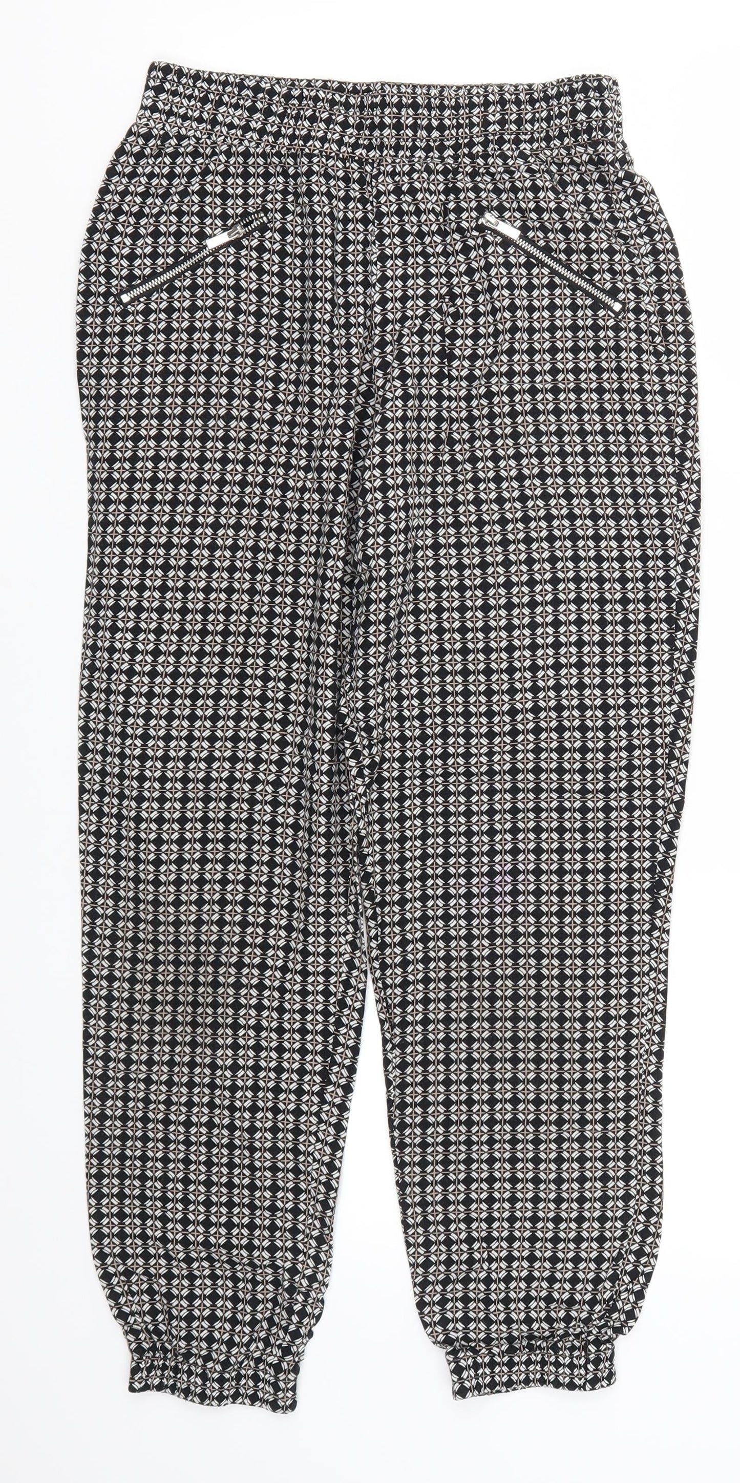 F&F Womens Grey Geometric  Trousers  Size 8 L26 in