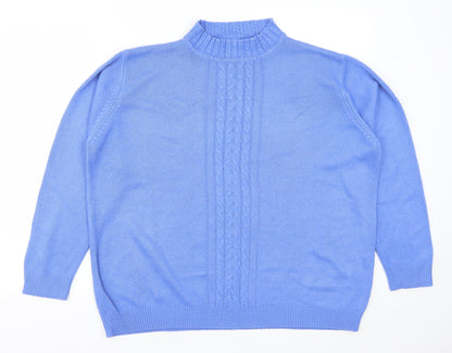 Front view of EWM women’s blue jumper, size UK 22
