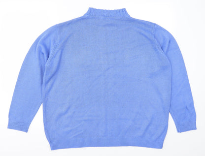 Back view of EWM women’s blue jumper, size UK 22