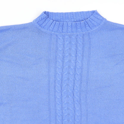 Close-up detail of EWM women’s blue jumper, size UK 22