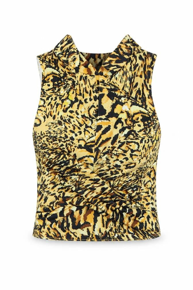 ASOS Womens Yellow Animal Print  Basic Tank Size 8