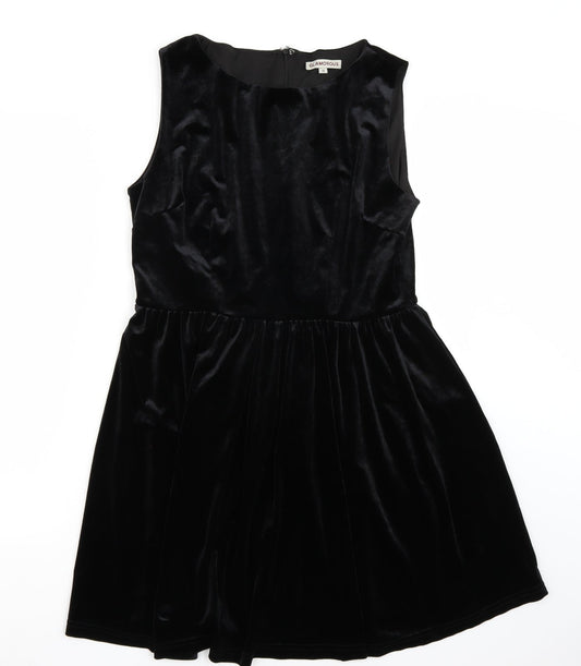 Glamorous Womens Black  Rayon A-Line  Size 14