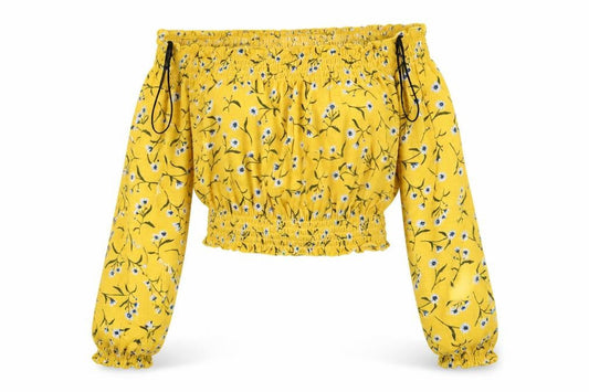 H&M Womens Yellow Floral  Basic Blouse Size XS