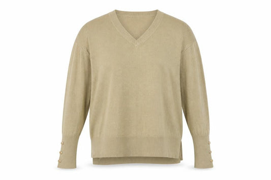 Front view of Primark women’s beige jumper, size UK 10