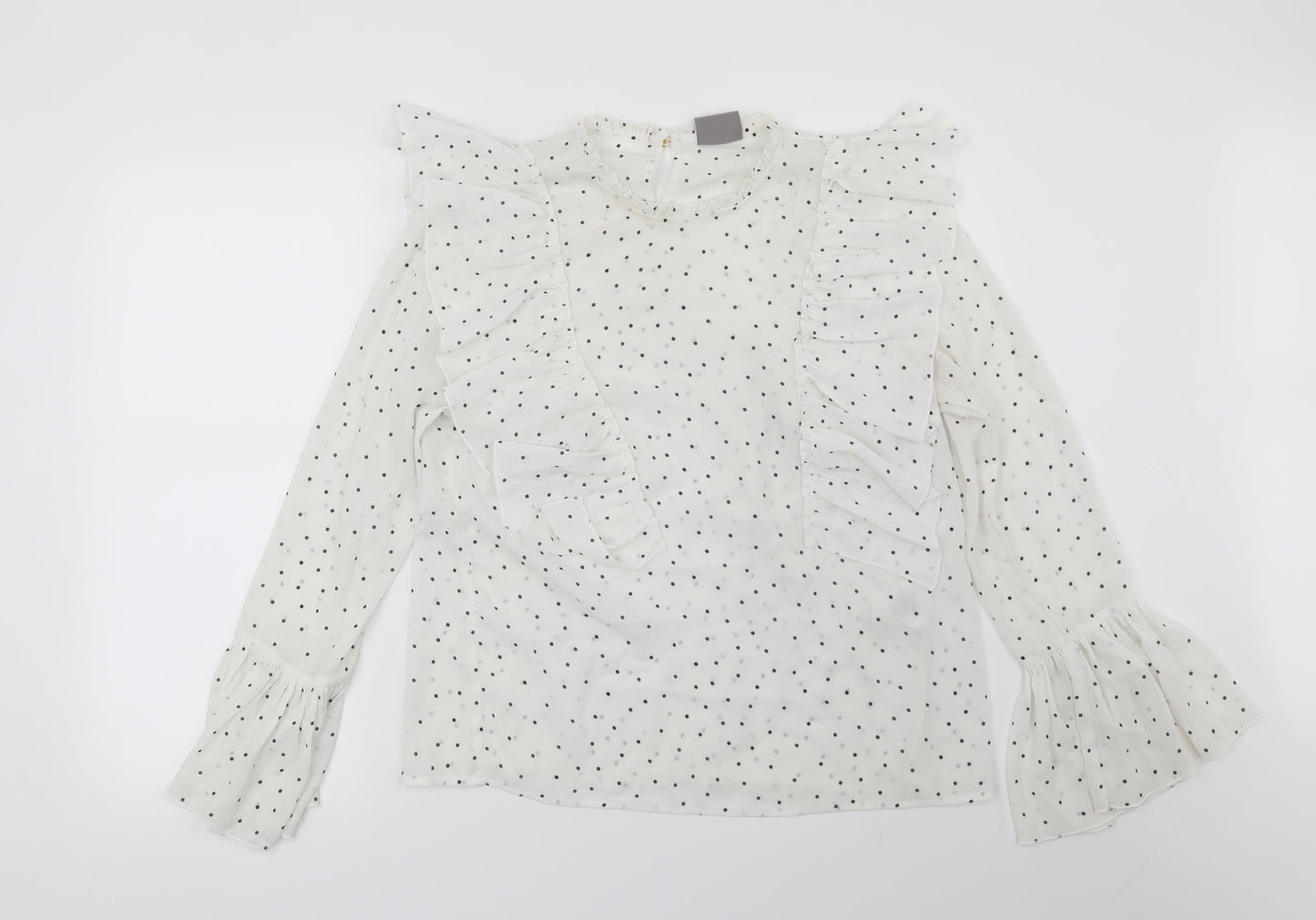 VERO MODA Womens White Polka Dot  Basic Blouse Size L