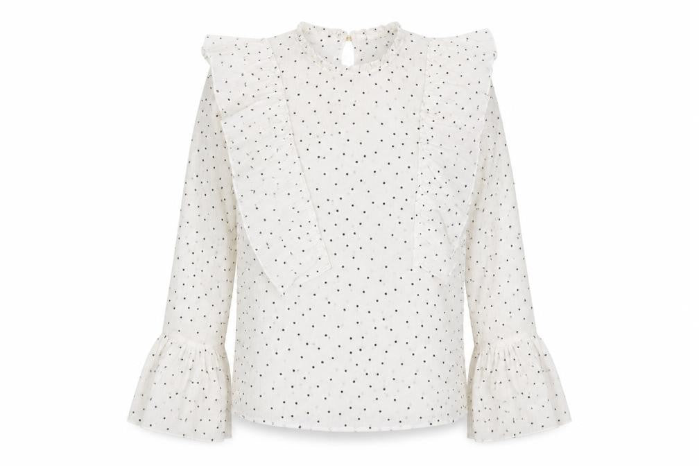 VERO MODA Womens White Polka Dot  Basic Blouse Size L