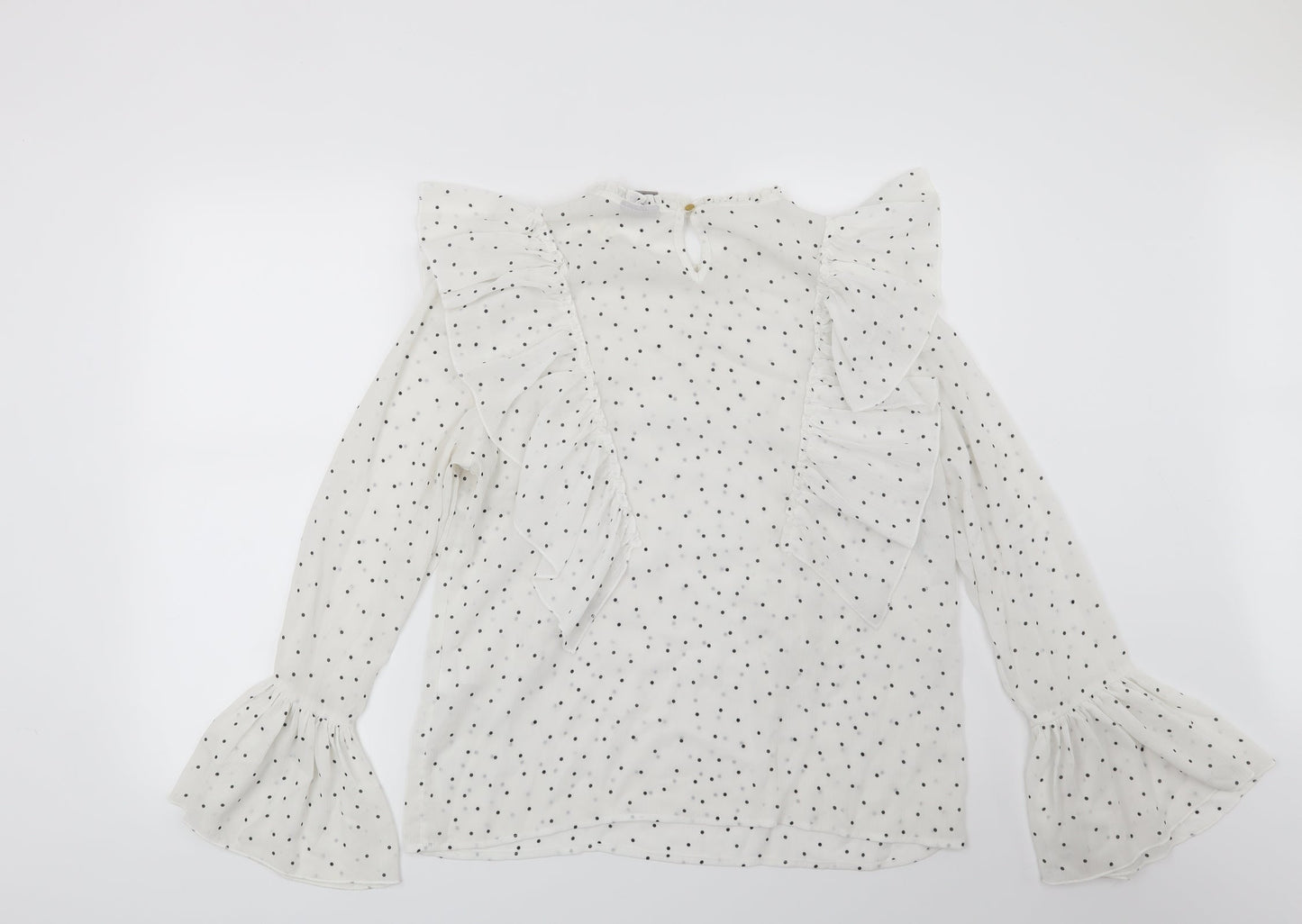 VERO MODA Womens White Polka Dot  Basic Blouse Size L