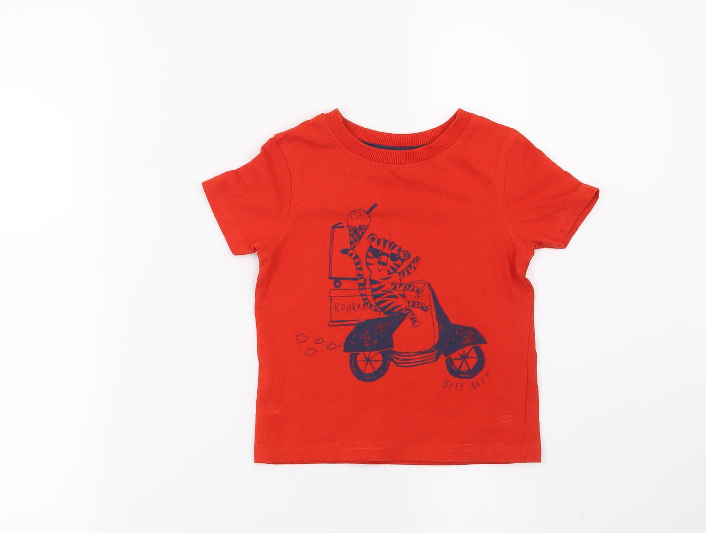 George Boys Red   Basic T-Shirt Size 12-18 Months  - Tiger