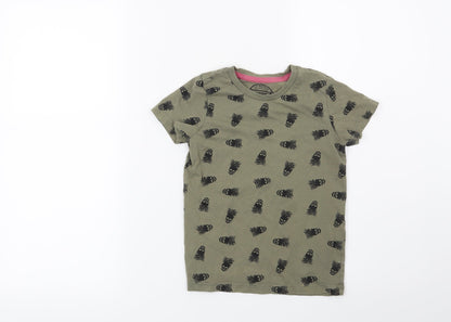 Additional front view of Matalan boys’ green basic t-shirt, size 5, years - skulls