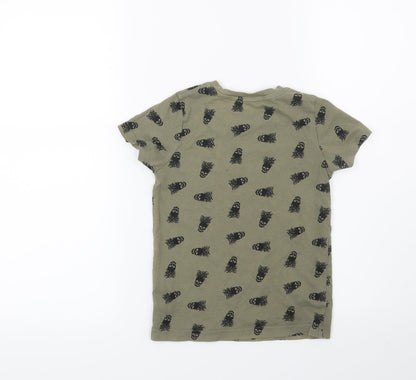 Back view of Matalan boys’ green basic t-shirt, size 5, years - skulls