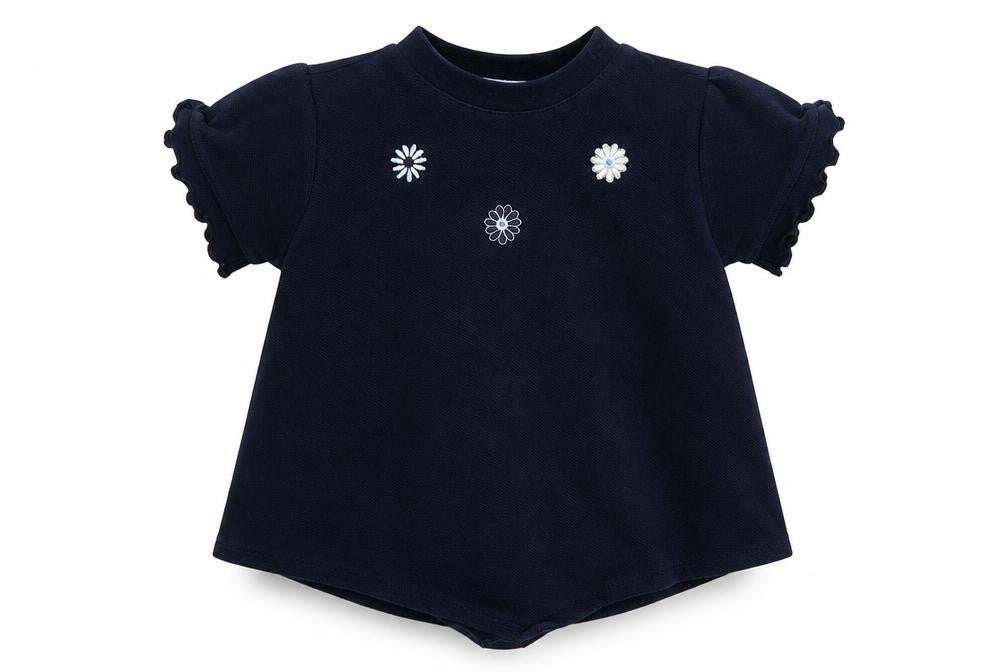 Pampolina Girls Blue Floral  Pullover Jumper Size 3 Years