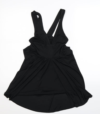 Front view of Aqua women’s black basic blouse, size S