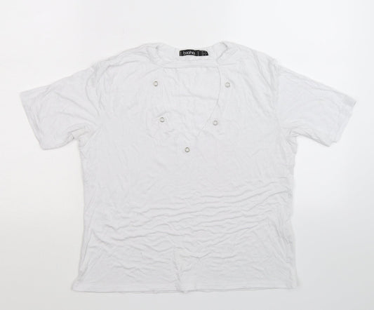 Boohoo Womens White   Basic T-Shirt Size 10