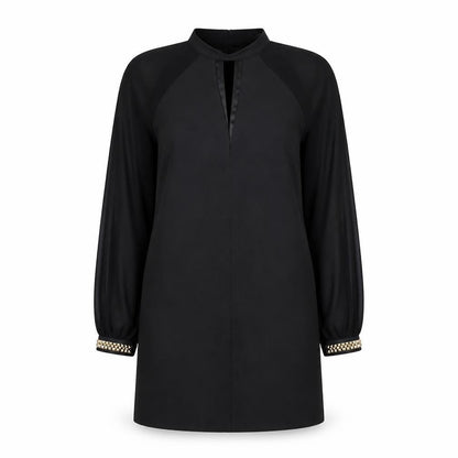 Front view of Miss Selfridge women’s black mini, size UK 10