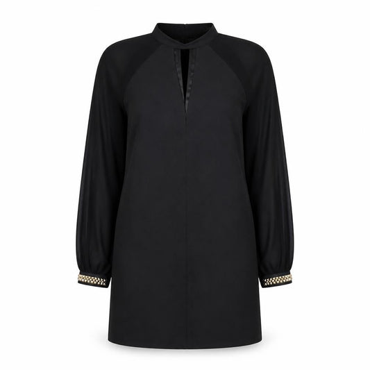 Front view of Miss Selfridge women’s black mini, size UK 10