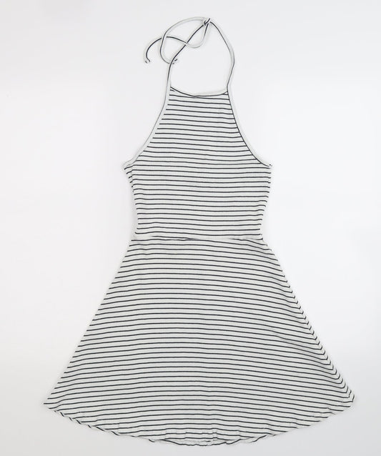 ASOS Womens White Striped  Fit & Flare  Size 8