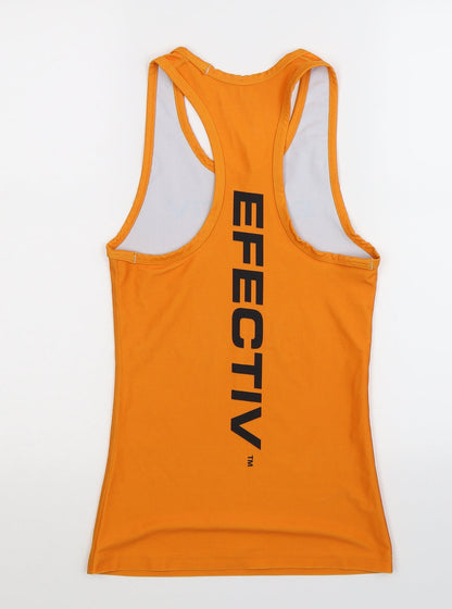 Back view of Efectiv women’s orange jersey tank, size S