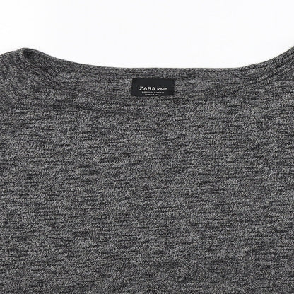 Close-up detail of Zara women’s grey knit jumper, size S