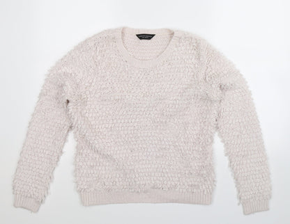 Additional front view of Dorothy Perkins women’s white knit jumper, size UK 12