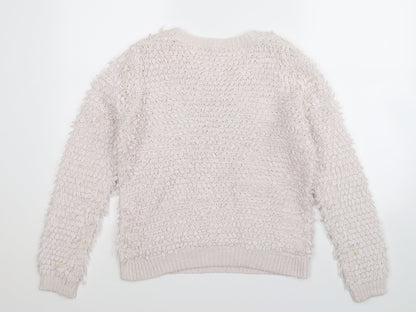 Back view of Dorothy Perkins women’s white knit jumper, size UK 12