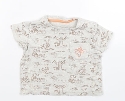 Front view of Disney Baby Grey Basic T-Shirt, size 12-18, Months