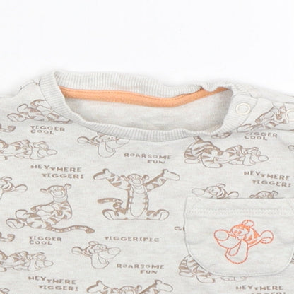 Close-up detail of Disney Baby Grey Basic T-Shirt, size 12-18, Months